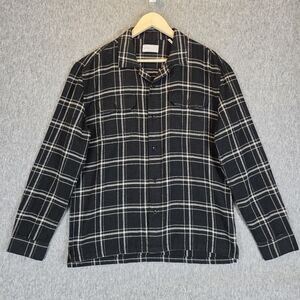 BLDWN Guetes Flannel Button Up Shirt Black Plaid Men's Med